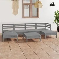 Set Salotto da Giardino 7 pz in Legno Massello di Pino Grigio 3083341