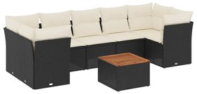 Set Divani da Giardino con Cuscini 8 pz Nero in Polyrattan