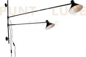 Applique a parete duetto regolabile nera 2 luci attacco e27 154x20,...