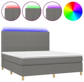 Letto a molle materasso e led grigio scuro 160x200cm in tessuto