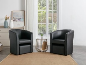 Poltrona cabriolet e pouf in Similpelle Nero - JOVANA