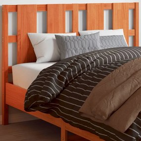 Testiera Marrone Cera 135 Cm İn Legno Massello Di Pino /