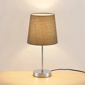 Lindby Leza lampada tavolo cromo, paralume grigio