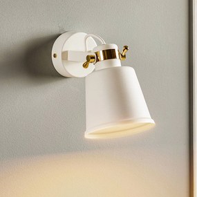 Euluna Faretto da parete Kerava, 1 luce, bianco/ottone