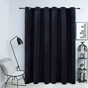 Tenda Oscurante Con Anelli İn Metallo Velluto Nera 290x245 Cm /