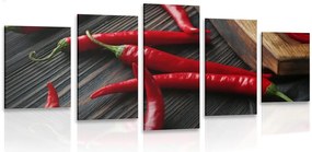 Quadri 5 pezzi – Tavola con peperoncini
