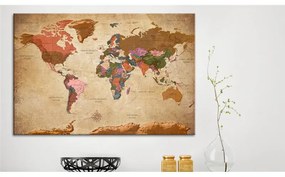 Quadro World Map  Brown Elegance  Colore Marrone, Dimensioni e Misure 90x60