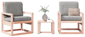 Set salotto da giardino 3 pz in legno massello di douglas