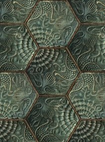 Rebel Walls Carta da parati Hexagon Tiles - Emerald