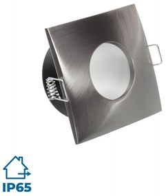 Portafaretto IP65 Quadrato da Incasso per GU10 Foro Ø70mm Acciaio Inox