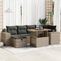 Set Divano da Giardino 8pz con Cuscini Grigio Polyrattan Acacia 3328089