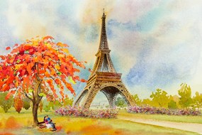 Carta da parati – Torre Eiffel in colori pastello