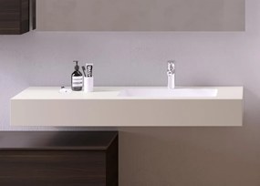 Lavabo a incasso rettangolare L 120 x H 14 x P 46 cm in solid surface bianco