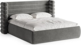 Letto matrimoniale imbottito grigio con contenitore con rete inclusa 200x200 cm Mount – Micadoni