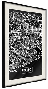 Poster  City Map: Porto (Dark)  Cornice Quadri Cornice nera con pass-partout, Larghezza x Altezza Home decor 40x60