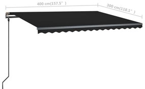 Tenda da Sole Retrattile Manuale con LED 4x3 m Antracite