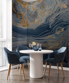 Fotomurale Marmo, blu e oro 400X300 cm