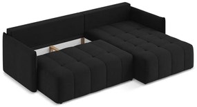 Divano angolare nero allungabile/con contenitore (con penisola a destra/con chaise lounge) Moku – Makamii