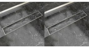 Scarico Doccia Lineare 2 Pz 630x140 Mm Acciaio Inossidabile /