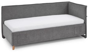 Letto da bambini con sponde grigio imbottito con contenitore con rete inclusa 90x200 cm Fun – Meise Möbel