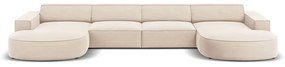 Divano angolare in velluto beige (a U) Jodie - Micadoni Home