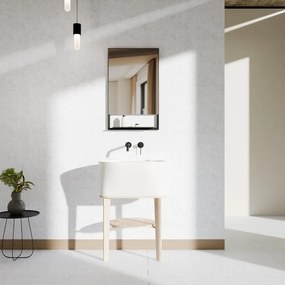 Mobile bagno da terra con lavabo L 50 x H 57 x P 41.5 cm frassino naturale e bianco per vasca centrale Tino