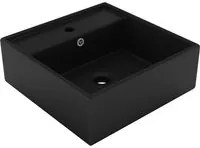 Lavabo Troppopieno Quadrato Nero Opaco 41x41cm Ceramica cod mxl 47823