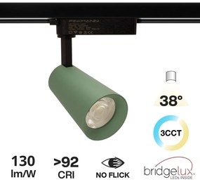 Faro LED 30W Monofase Verde CRI92 Bianco Variabile 38° - Bridgelux LED Colore Bianco Variabile CCT