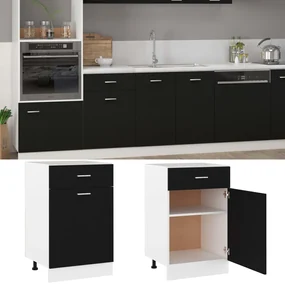 Armadio con cassetto nero 50x46x81,5 cm in legno multistrato