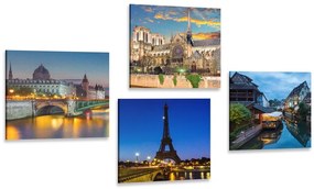 Set di quadri – Parigi notturna romantica