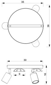 Faretto FLOWER 3xGU10/8W/230V cromo opaco