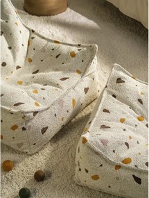 Pouf a sacco per bambini bianco con rivestimento in bouclé e ciniglia Terrazzo Square – Wigiwama