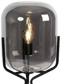 Lampada da terra intelligente nera con WiFi A60 vetro fumé - Bliss
