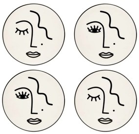 Set di 4 sottobicchieri in porcellana Faccia astratta Abstract Faces - Sass &amp; Belle