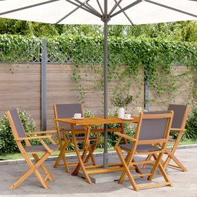 Set pranzo da giardino 5pz antracite tessuto e legno massello