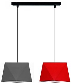 Lampadario a sospensione con filo DIAMENT 2xE27/60W/230V grigio-rosso