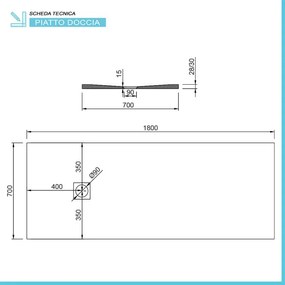 Piatto doccia 70x180 marmo resina effetto pietra antracite riducibile  Loren