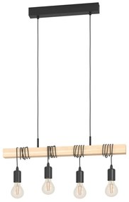 Lampadario nero/di colore naturale TOWNSHEND – EGLO