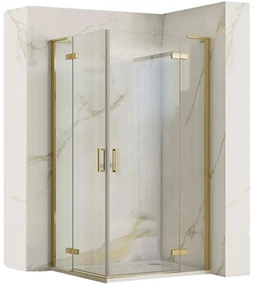 Rea Hugo box doccia 90x90 cm quadrato oro spazzolata/vetro trasparente REA-K6609