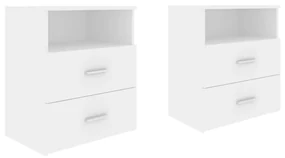 Comodini 2 pz bianchi 50x32x60 cm