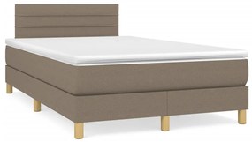 Letto a molle con materasso e led tortora 120x190 cm in tessuto