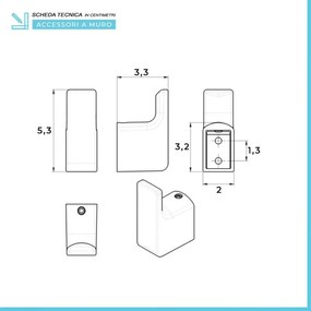 Set accessori bagno 3 pezzi da parete in acciaio bianco Pirenei