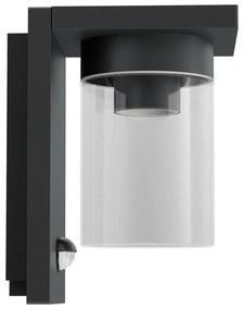 Applique Nera IP54 con Base E27 e Sensore di Movimento - Serie RIGA