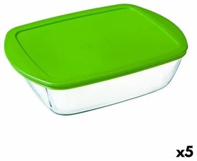 Portapranzo Rettangolare con Coperchio Pyrex Cookstore Px Verde 2,5 L 28 x 20 x 8 cm Vetro Silicone (5 Unità)