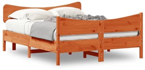 Letto Senza Materasso Marrone Cera 135x190 Cm İn Legno Di Pino /