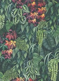 Tapete Green Wall von Osborne & Little - Emerald Green / Red