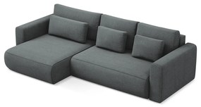 Divano angolare grigio scuro allungabile/con contenitore (con penisola a sinistra/con chaise lounge) Kapua – Makamii
