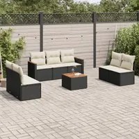 Set Divani da Giardino con Cuscini 8 pz Nero in Polyrattan 3258283