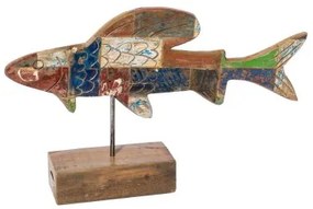 Statua Decorativa Calypso Pesce 51 x 13 x 28 cm Teca Multicolore