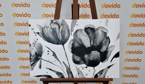 Stampa su tela – Tulipani stupendi in bianco e nero in versione interessante